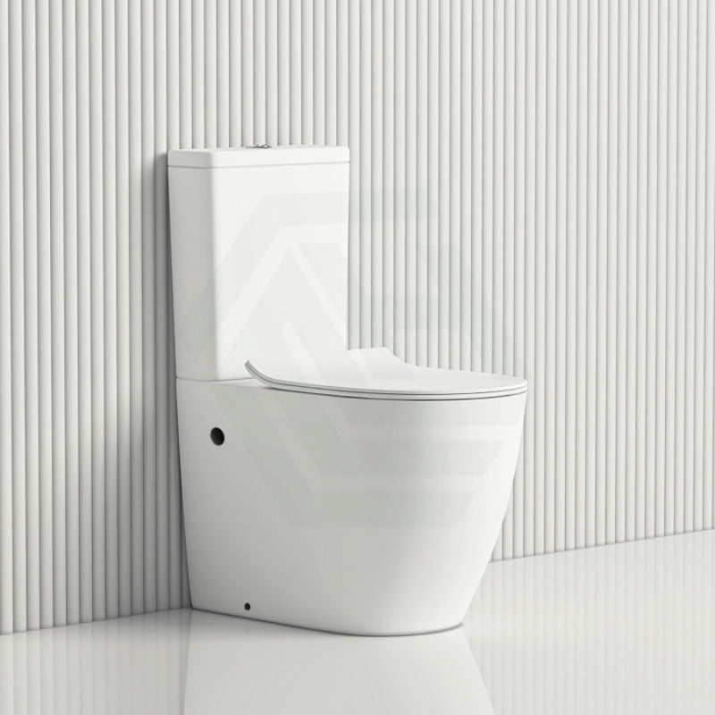 665X380X845Mm Bathroom Back To Wall Toilet Suite Matt White Rimless Flushing Ceramic Suites