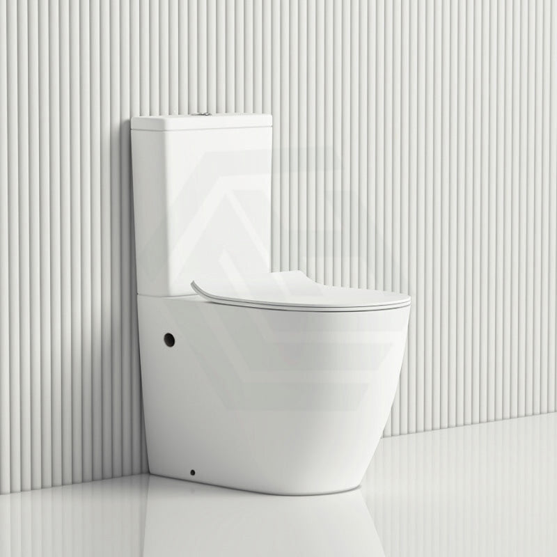 665X380X845Mm Bathroom Back To Wall Toilet Suite Comfort Height Matt White Rimless Flushing Ceramic