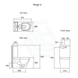 670X360X840Mm Englefield Bathroom Back To Wall Ceramic Toilet Suite Rimless Slim Low Profile Seat