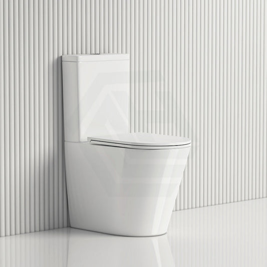 670X360X840Mm Englefield Bathroom Back To Wall Ceramic Toilet Suite Rimless Slim Low Profile Seat