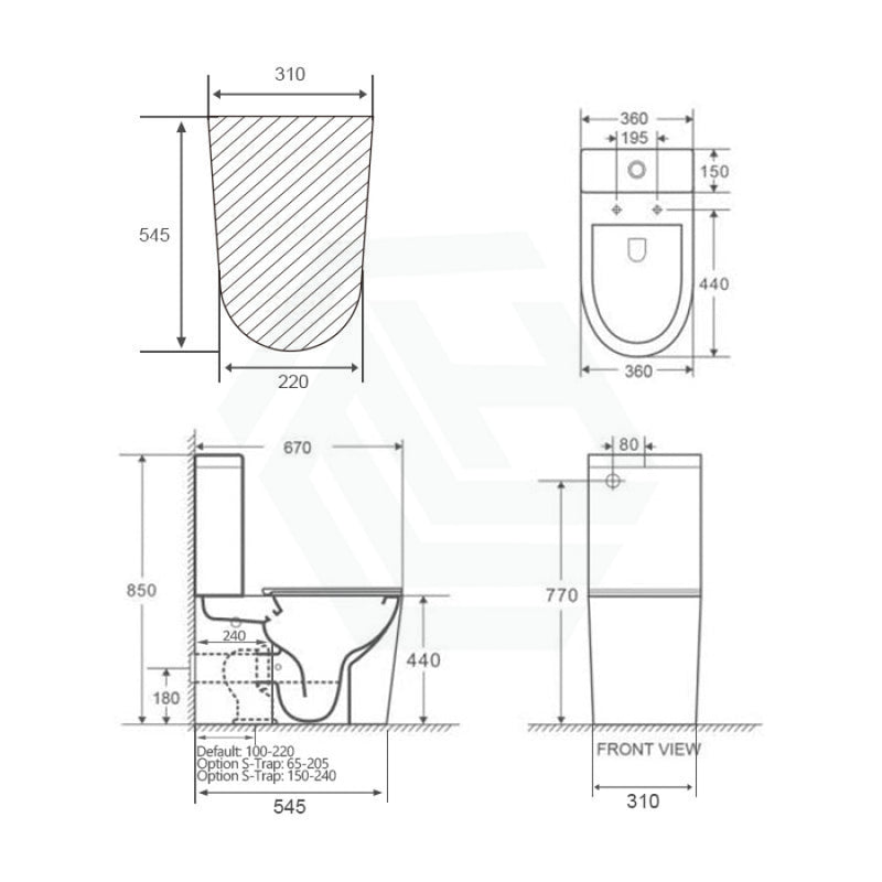 670X360X850Mm Bathroom Rimless Matt White Toilet Suite Comfort Height Back To Wall Suites