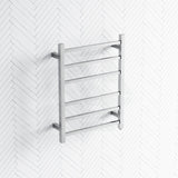 674X620X120Mm Square Chrome Electric Heated Towel Rack 6 Bars Rails