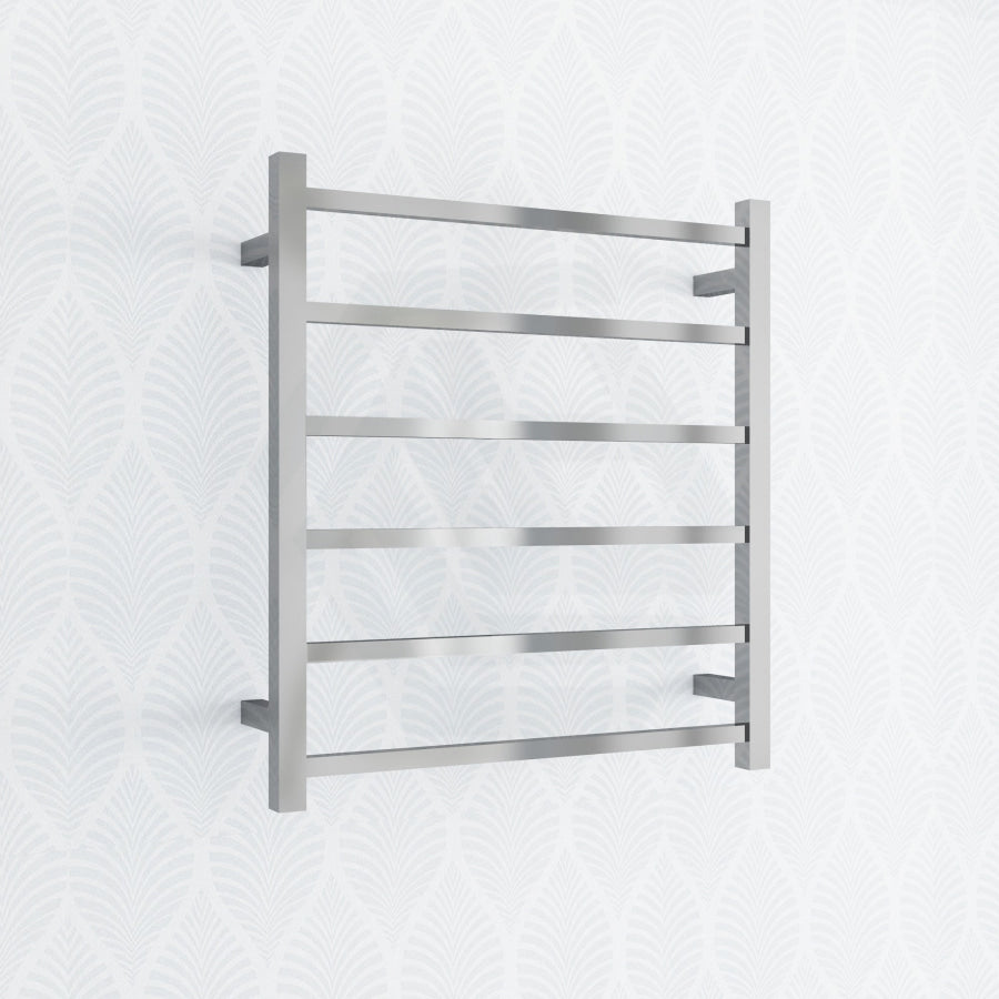 674X620X120Mm Square Chrome Electric Heated Towel Rack 6 Bars