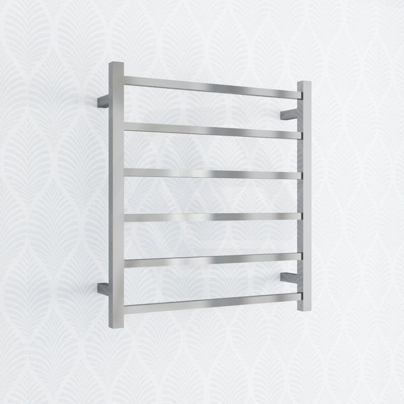 674X620X120Mm Square Chrome Electric Heated Towel Rack 6 Bars