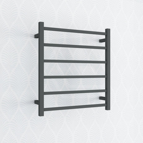 674X620X120Mm Square Nero Black Electric Heated Towel Rack 6 Bars