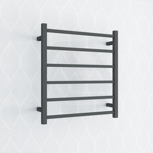 674X620X120Mm Square Nero Black Electric Heated Towel Rack 6 Bars