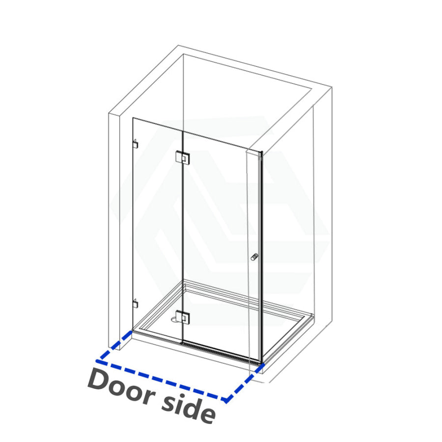 685-1400Mm L Shape Frameless Shower Screen Hinge Door Fix Panel Matt Black Fittings 10Mm Glass