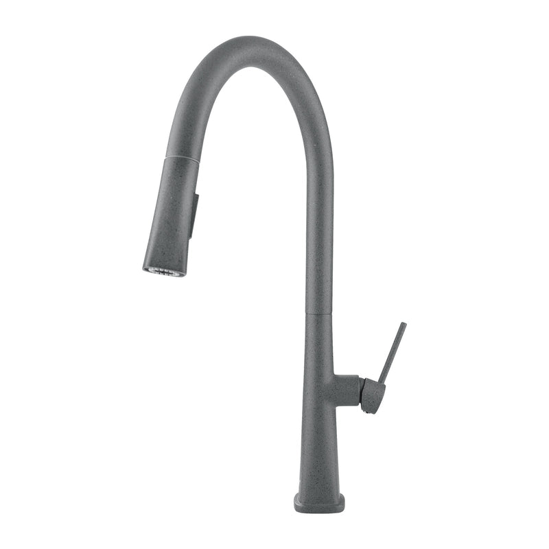 Granite Grey Round Kitchen Sink Mixer Tap 360 Swivel And Pull Out For Mixers