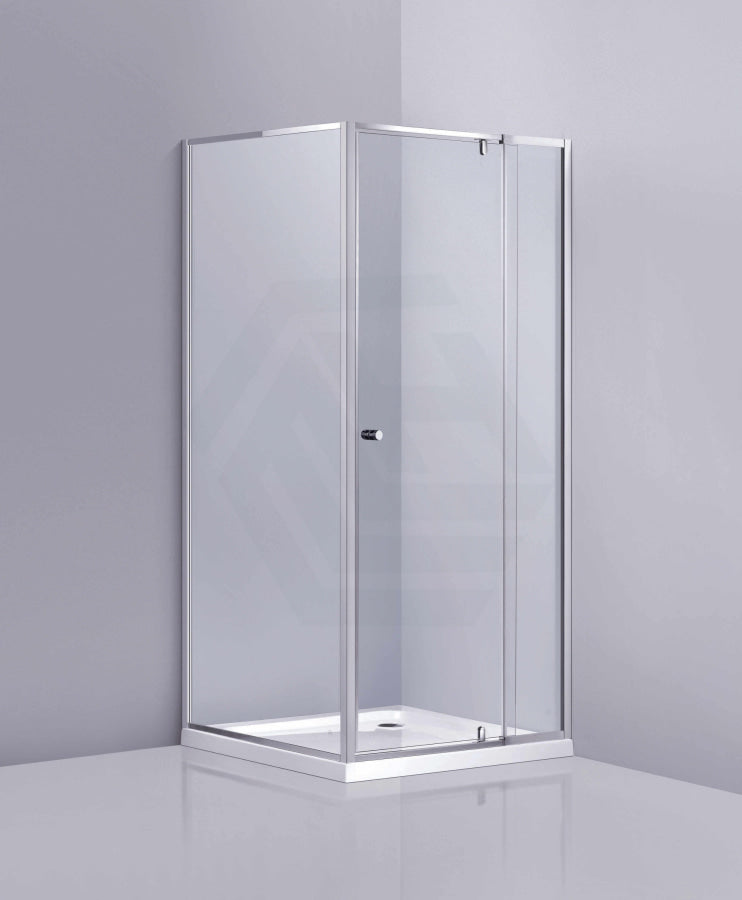 700-1470X1900Mm Semi-Frameless L Shape Shower Screen Pivot Door With Return Panel Chrome Fittings