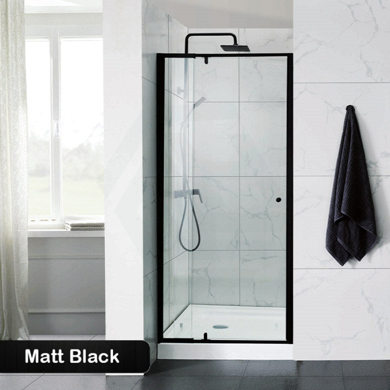 700-1470X1900Mm Semi-Frameless Shower Screen Pivot Door Wall To Matt Black Fittings 6Mm Glass