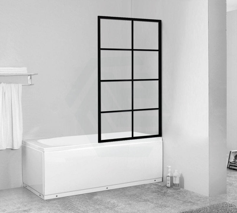 700/800X1500Mm Over Bathtub Shower Screen Feature Panel Black Framed 8Mm Glass