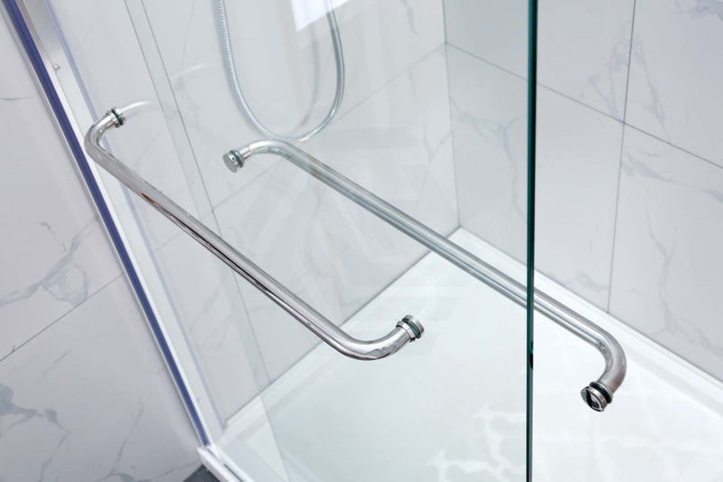 1180-1650X2000Mm Wall To Sliding Shower Screen Frameless Chrome Rail 10Mm Glass Ss304 With Towel Bar