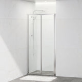 700-820X2000Mm Wall To Semi-Frameless Bi-Fold Swing Door Shower Screen Chrome Rail 6Mm Glass Screens