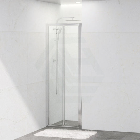 700-820X2000Mm Wall To Semi-Frameless Bi-Fold Swing Door Shower Screen Chrome Rail 6Mm Glass Screens