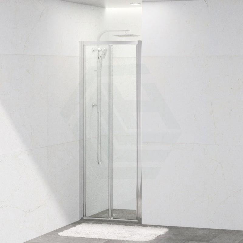 700-820X2000Mm Wall To Semi-Frameless Bi-Fold Swing Door Shower Screen Chrome Rail 6Mm Glass Screens