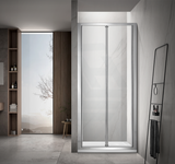 700-820X2000Mm Wall To Semi-Frameless Bi-Fold Swing Door Shower Screen Chrome Rail 6Mm Glass Screens