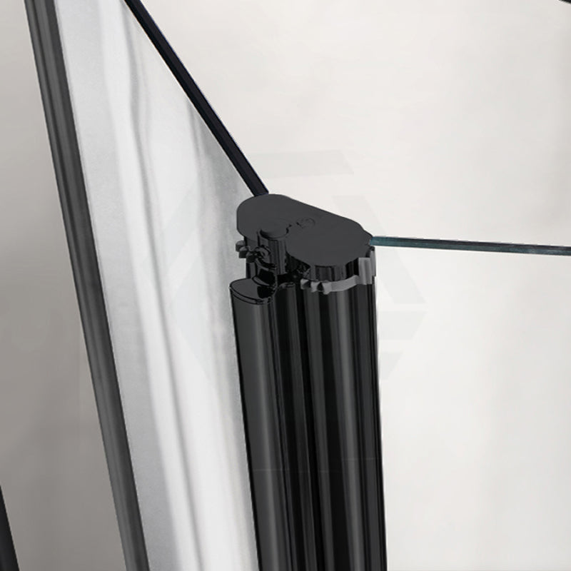 700-820X2000Mm Wall To Semi-Frameless Bi-Fold Swing Door Shower Screen Matt Black Rail 6Mm Glass