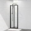 700-820X2000Mm Wall To Semi-Frameless Bi-Fold Swing Door Shower Screen Matt Black Rail 6Mm Glass