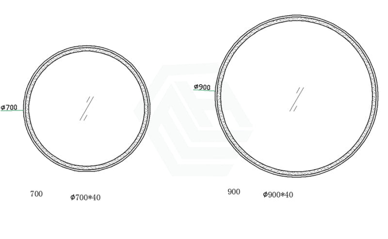 700/900Mm Led Mirror Round Black Framed Demister