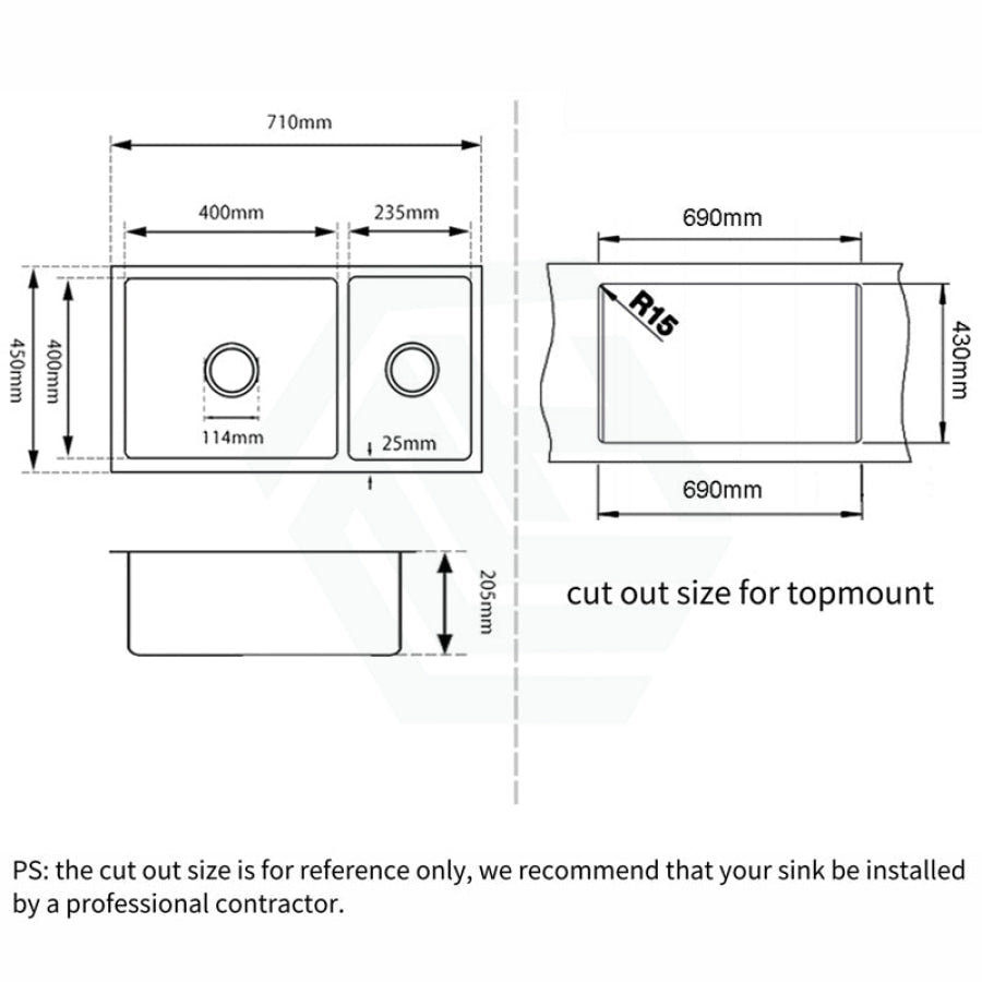 710X450X205Mm White Granite Stone Kitchen Sink Double Bowls Top/undermount