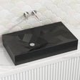 715X415X130Mm Kristall Above Counter Basin Black Gloss Bathroom Wash Sani-Quartz Composite High-End