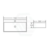 720X380X155Mm Rectangle Gloss White Above Counter/Wall-Hung Ceramic Basin Wall Hung Basins