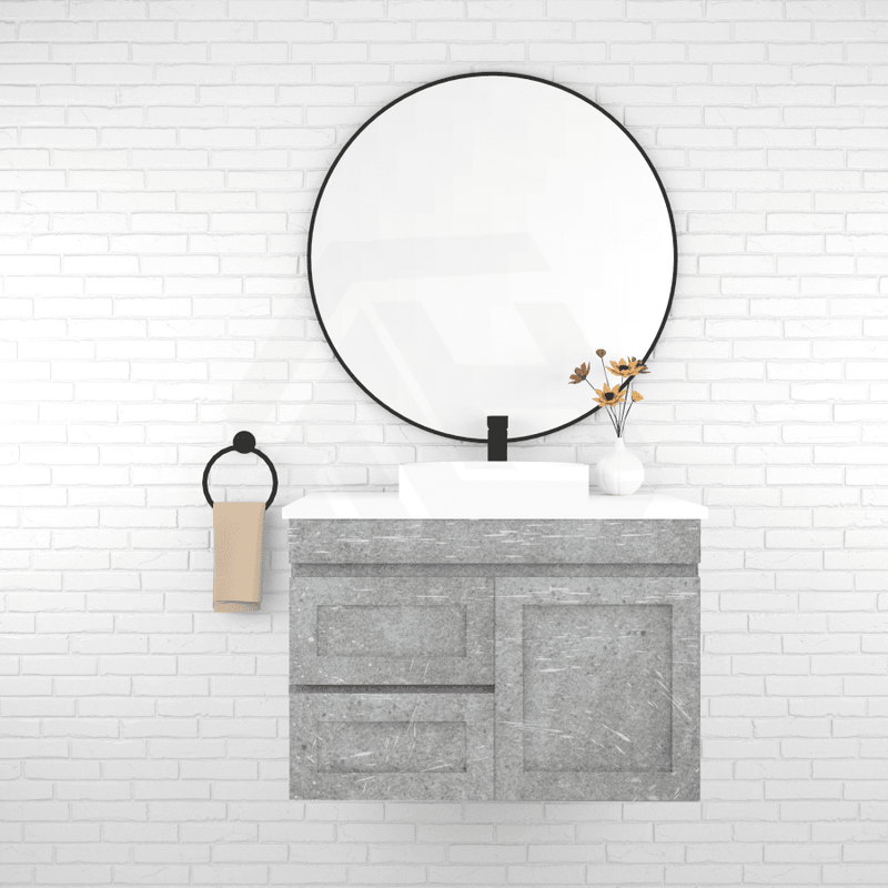 600-1500Mm Boston Plywood Wall Hung Bathroom Floating Vanity With Left / Right Drawers Concrete Grey