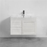 600-1500Mm Miami Wall Hung Bathroom Floating Vanity With Left / Right Drawers Matt White Shaker