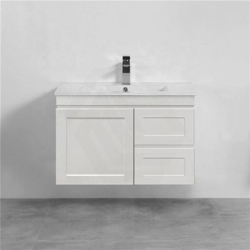 600-1500Mm Miami Wall Hung Bathroom Floating Vanity With Left / Right Drawers Matt White Shaker