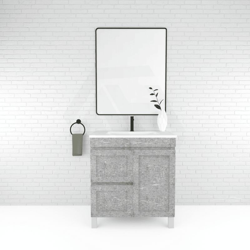 600-1500Mm Boston Plywood Freestanding With Legs Bathroom Vanity Concrete Grey Shaker Style Left /