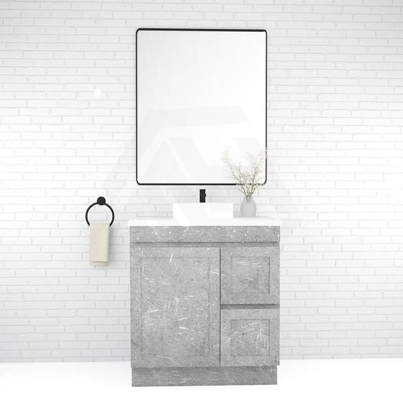 600-1500Mm Boston Plywood Freestanding Vanity Concrete Grey With Left/ Right Drawers Kickboard