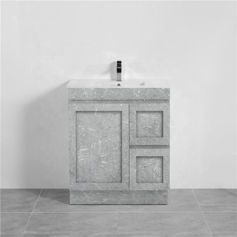 600-1500Mm Boston Plywood Freestanding Vanity Concrete Grey With Left/ Right Drawers Kickboard