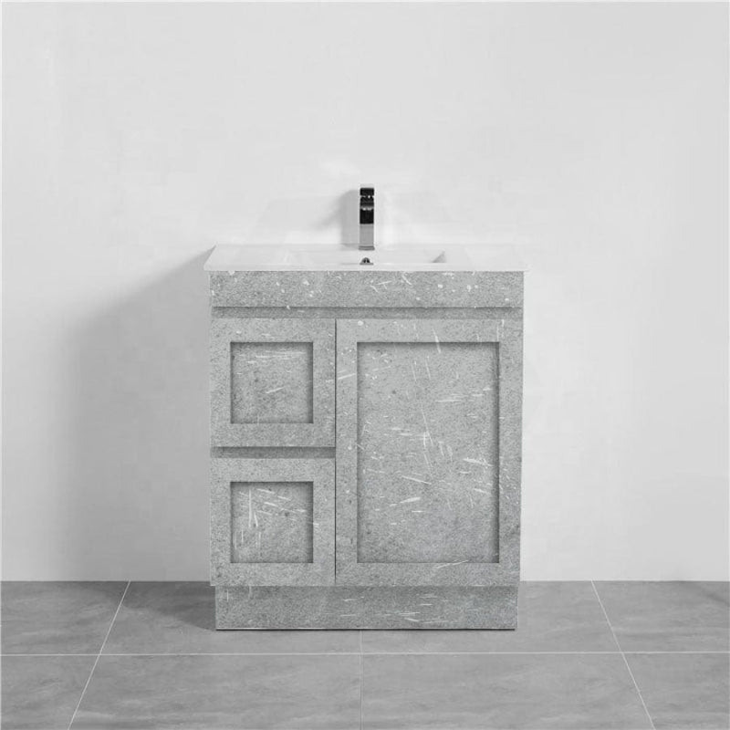 600-1500Mm Boston Plywood Freestanding Vanity Concrete Grey With Left/ Right Drawers Kickboard