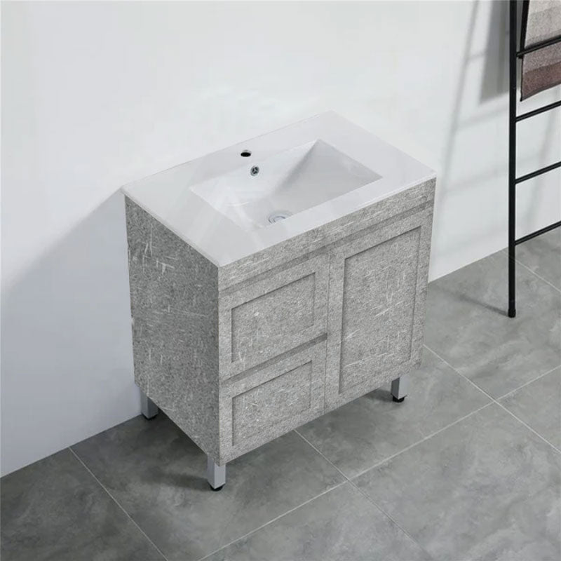 600-1500Mm Boston Plywood Freestanding With Legs Bathroom Vanity Concrete Grey Shaker Style Left /