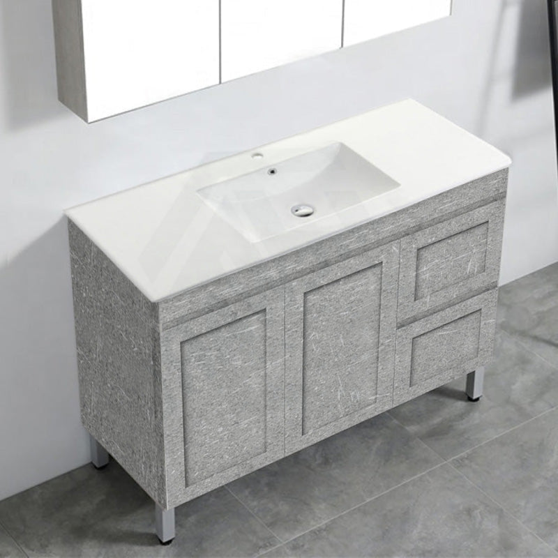 600-1500Mm Boston Plywood Freestanding With Legs Bathroom Vanity Concrete Grey Shaker Style Left /