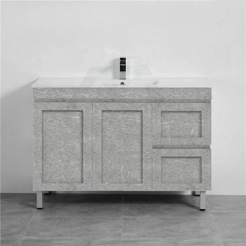 600-1500Mm Boston Plywood Freestanding With Legs Bathroom Vanity Concrete Grey Shaker Style Left /