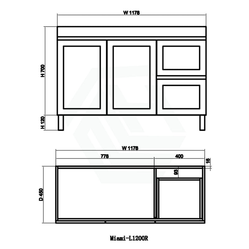 600-1500Mm Boston Plywood Freestanding With Legs Bathroom Vanity Concrete Grey Shaker Style Left /