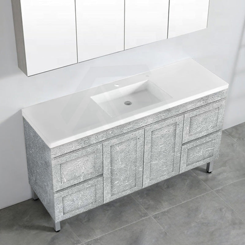 600-1500Mm Boston Plywood Freestanding With Legs Bathroom Vanity Concrete Grey Shaker Style Left /