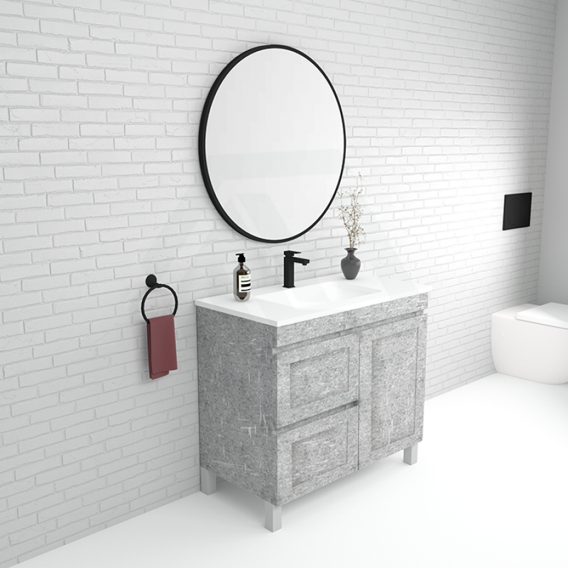 882X450X820Mm Boston Freestanding With Legs Bathroom Vanity Concrete Grey Shaker Style Left / Right