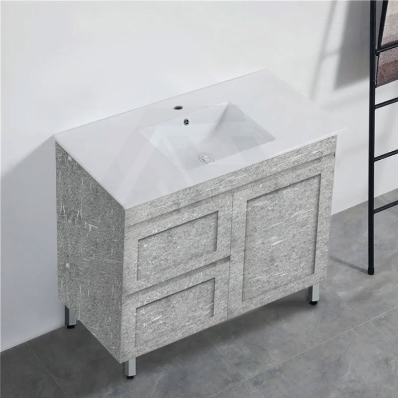 600-1500Mm Boston Plywood Freestanding With Legs Bathroom Vanity Concrete Grey Shaker Style Left /