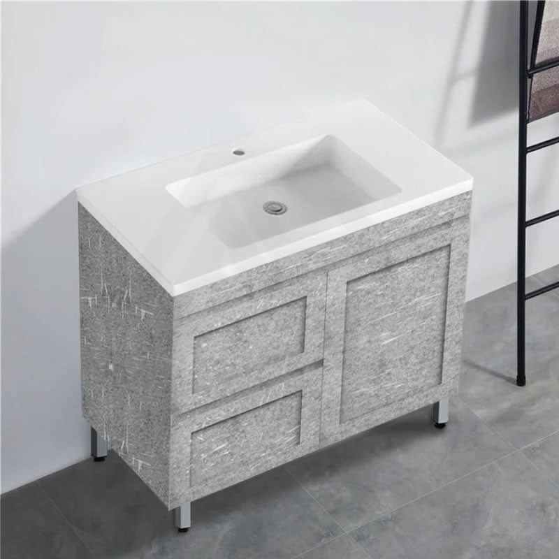 600-1500Mm Boston Plywood Freestanding With Legs Bathroom Vanity Concrete Grey Shaker Style Left /