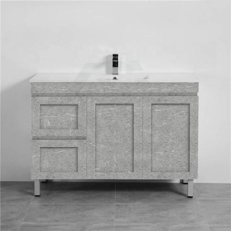 600-1500Mm Boston Plywood Freestanding With Legs Bathroom Vanity Concrete Grey Shaker Style Left /