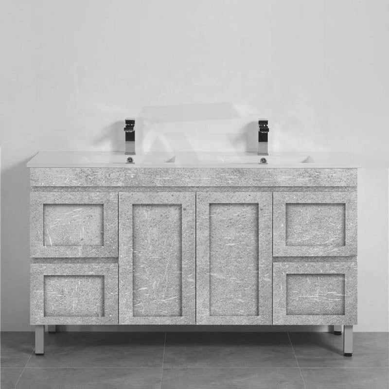 600-1500Mm Boston Plywood Freestanding With Legs Bathroom Vanity Concrete Grey Shaker Style Left /