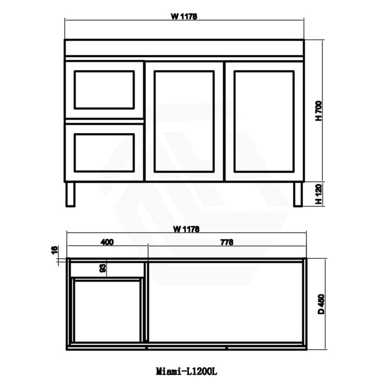 600-1500Mm Boston Plywood Freestanding With Legs Bathroom Vanity Concrete Grey Shaker Style Left /