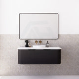 750-1500mm Bergen Wall Hung Vanity Matt Black PVC Coating MDF Board Bathroom Cabinet