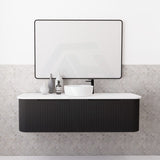 750-1500mm Bergen Wall Hung Vanity Matt Black PVC Coating MDF Board Bathroom Cabinet