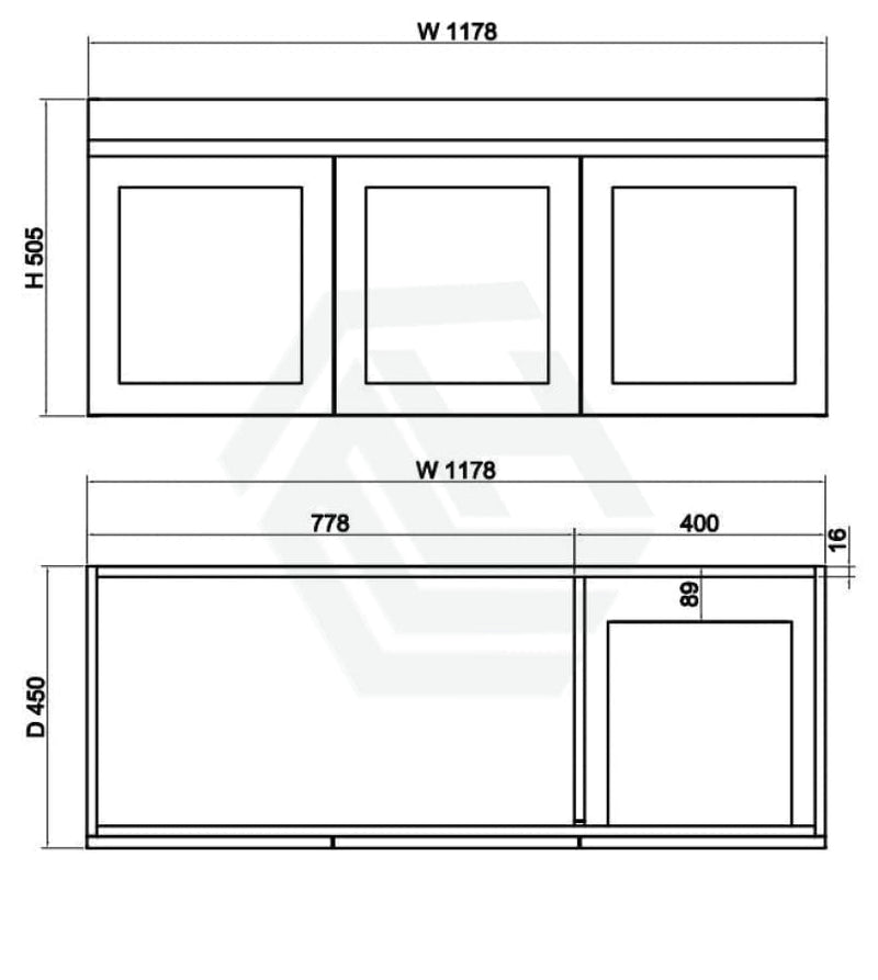 600-1500Mm Boston Plywood Wall Hung Bathroom Floating Vanity With Left / Right Drawers Concrete Grey