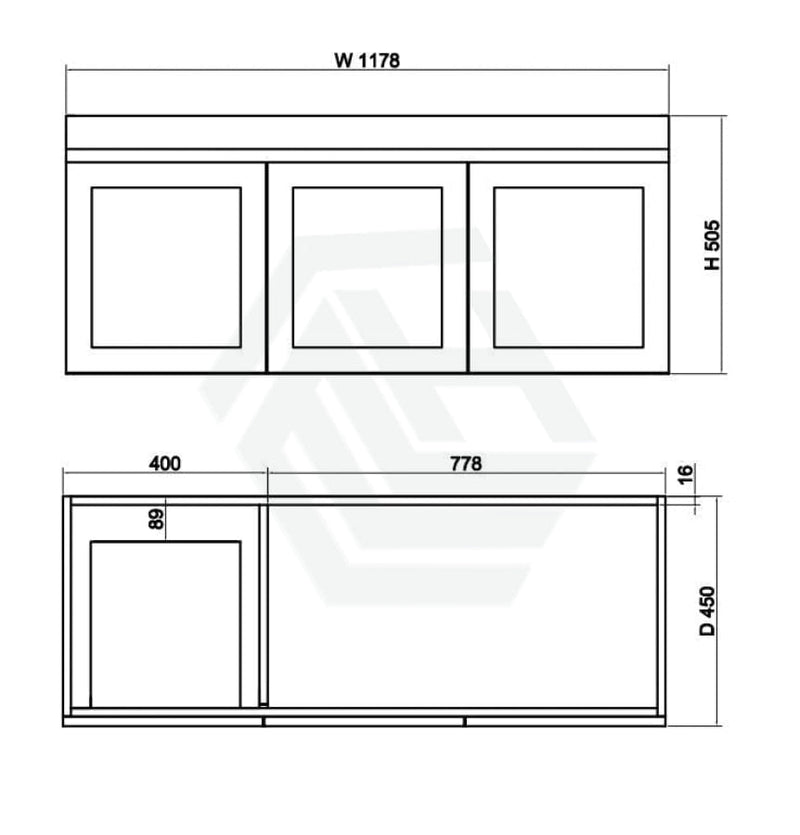 600-1500Mm Boston Plywood Wall Hung Bathroom Floating Vanity With Left / Right Drawers Concrete Grey