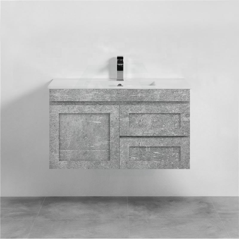 882X450X505Mm Boston Wall Hung Bathroom Floating Vanity With Left / Right Drawers Concrete Grey