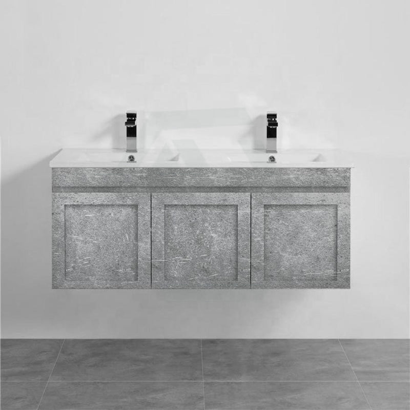 600-1500Mm Boston Plywood Wall Hung Bathroom Floating Vanity With Left / Right Drawers Concrete Grey